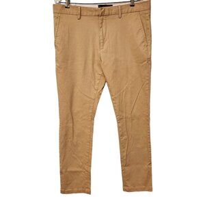 Combatant Gentlemen Pants‎ Flat Front Straight Chinos 36X32 Tan Slim Fit